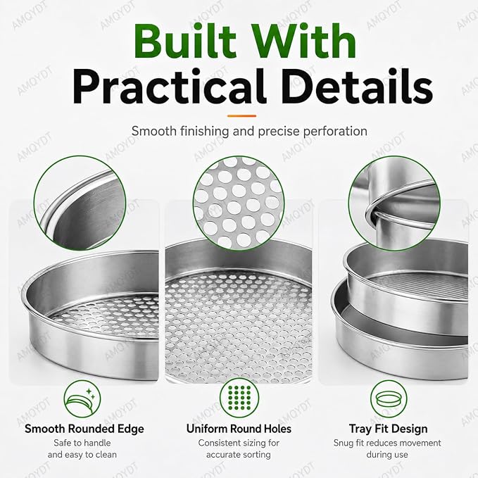 Coffee Bean Grading Sieve Set, Coffee Green Bean Stainless Steel Screen - Image 8