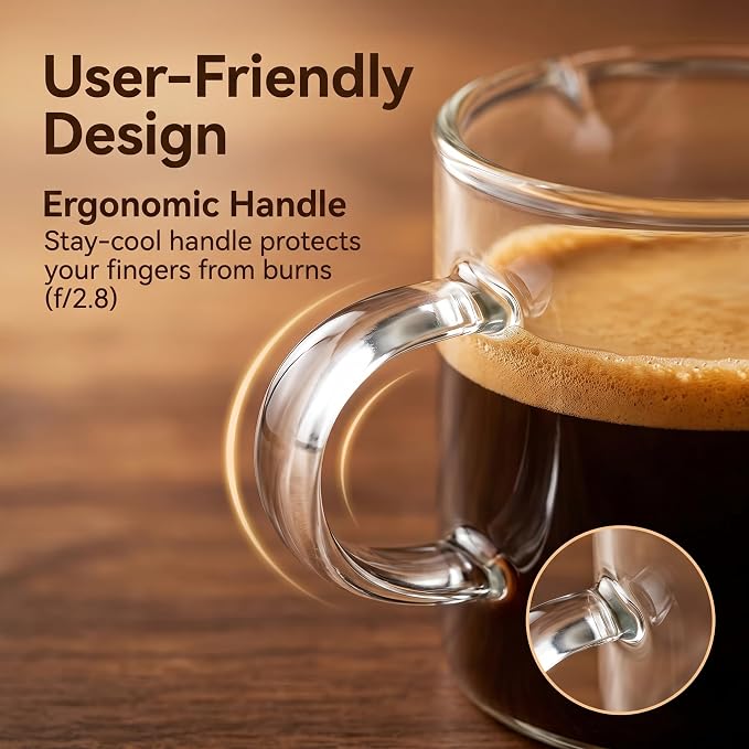 5 OZ Espresso Cups Set of 2, Double Spouts Cups, Shot Glasses, Milk Cup - Image 9