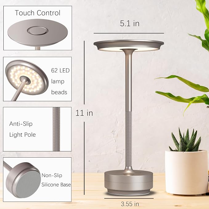 2 Pack Rechargeable Cordless Table Lamps, 5000mAh Portable LED Table Light - Image 7