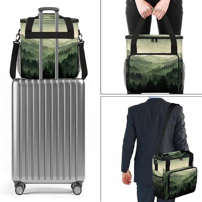 Green Misty Forest Coffee Maker Carring Bag, Large Insulated Storage Organizer - Image 7