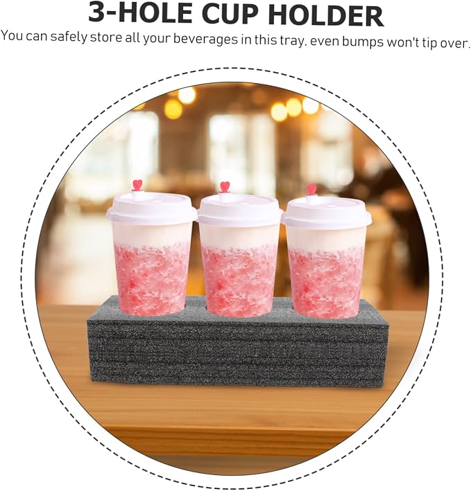 2pcs Milk Tea Drink Carrier Tray 3 Holes Foam Cup Holder - Image 9