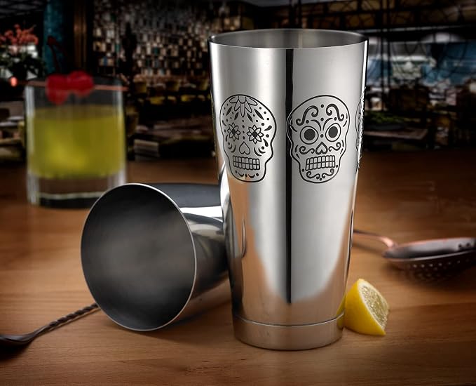 Barfly Skull Cocktail Shaker Tin Set, Stainless Steel - Image 9