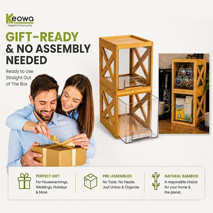 Stackable Bamboo Snack Drawer Organizer – Pull-Out Storage Bins - Image 8