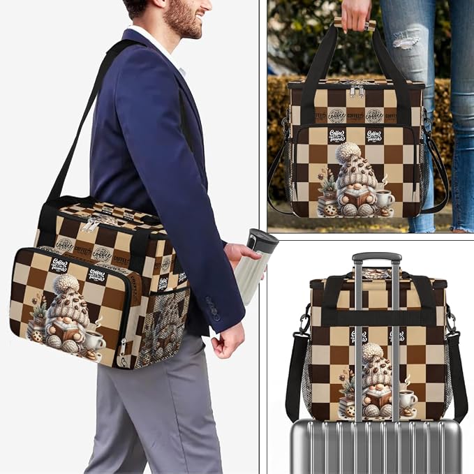 Coffee Brown Gnome Coffee Maker Carring Bag Travel Carrying Storage Tote Bag - Image 7