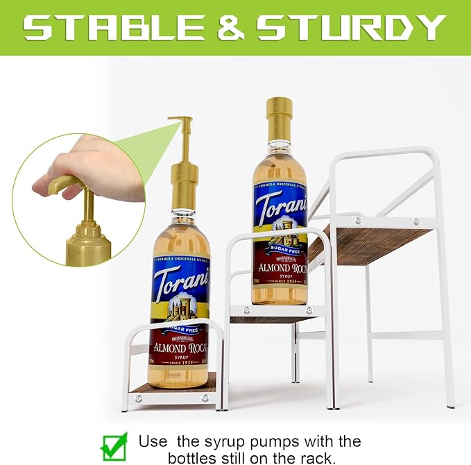 3-Tier Coffee Syrup Rack for Countertop, Large Capacity 12-Bottles Syrup Stand - Image 8