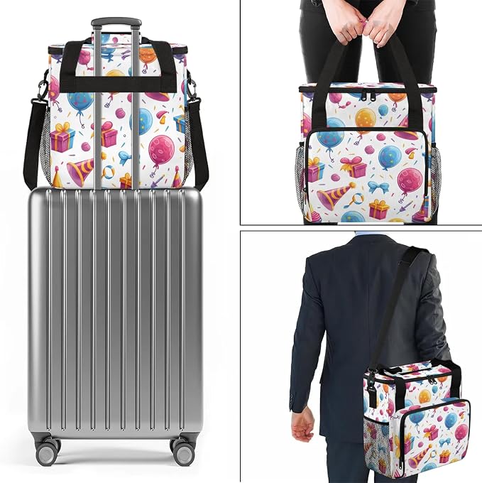 Happy Birthday Theme Coffee Maker Carring Bag, Large Insulated Storage - Image 7