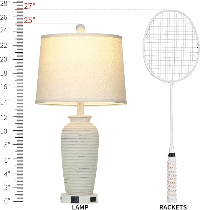 CINSARY 25" Retro White Farmhouse Jar Table Lamps - Image 8