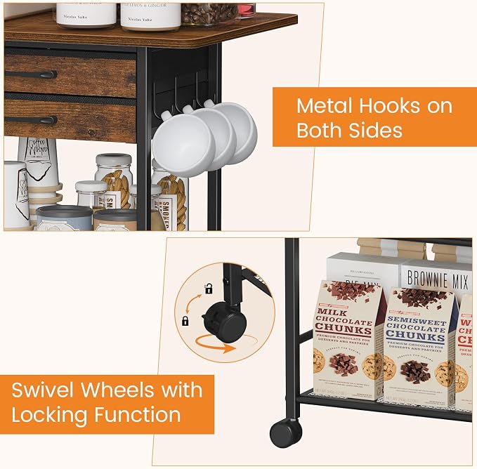 Snughome 5 Tier Rolling Coffee Cart - Image 8