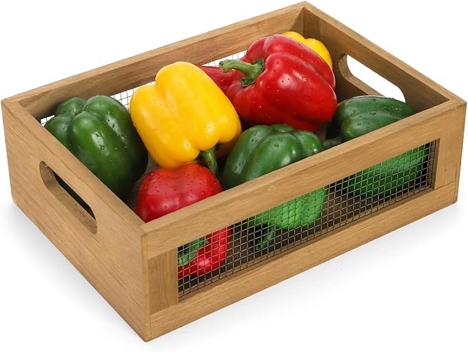 Dicunoy Set of 2 Decorative Wooden Crates, Rustic Countertop Nesting Basket - Image 9