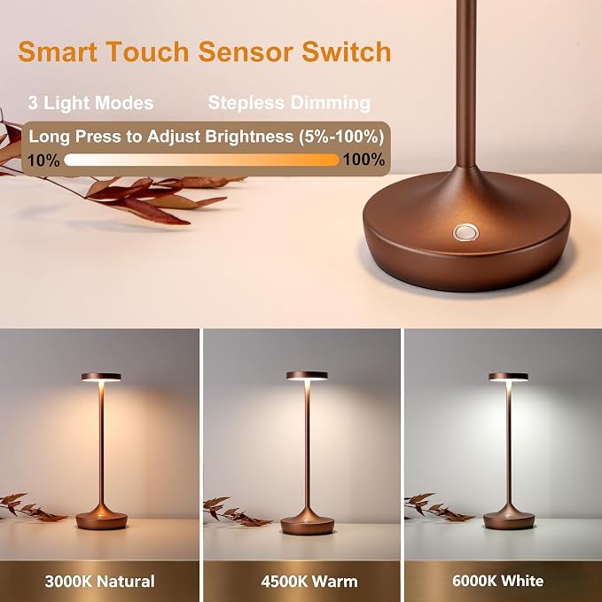 YHT 72Hrs Cordless Table Lamps, Rechargeable 6000mAh LED Outdoor LED Battery - Image 6