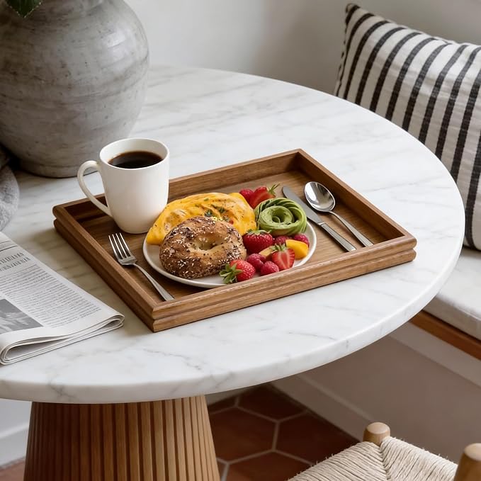 HILLSPRING Acacia Wood Ottoman Tray, 17 Inch Rectangular Serving Tray - Image 6