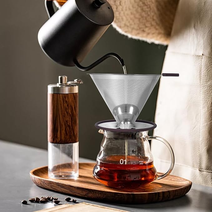 Pour Over Coffee Dripper Pour Over Coffee Filter, Cone Stainless Steel Reusable - Image 7