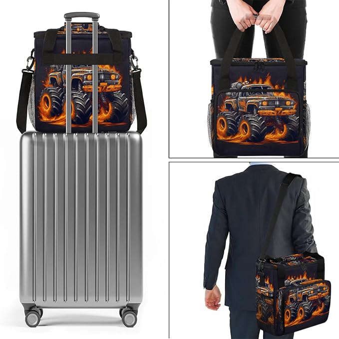 Fiery Monster Car Coffee Maker Carring Bag, Large Insulated Storage Organizer - Image 7