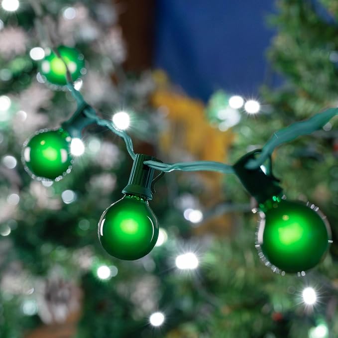 G40 Patio String Lights with 25 Green Globe Bulbs - Image 5