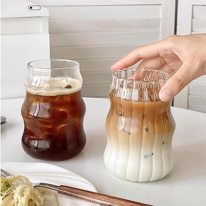 Nirvany 2 Pcs Ribbed Glass Cups, 18 Oz Vintage Drinking Glassware - Image 9
