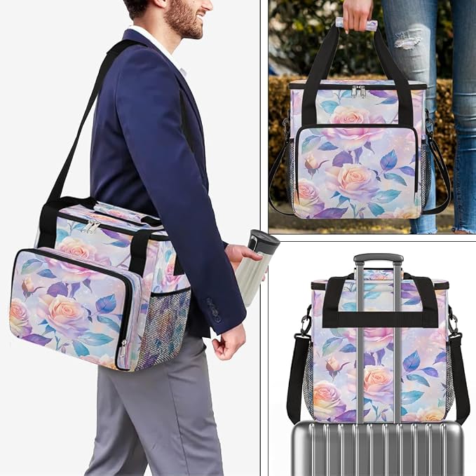 Pink Roses Coffee Maker Carring Bag Travel Carrying Storage Tote Bag Compatible - Image 7