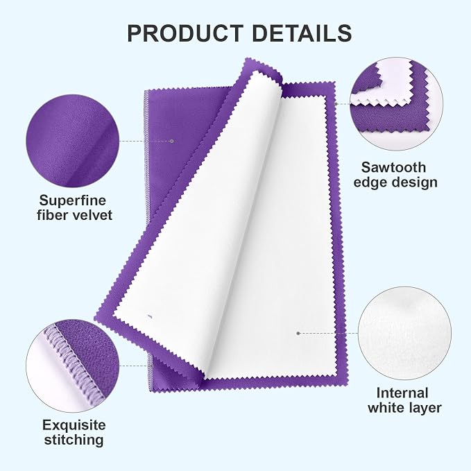 SEVENWELL 2pcs Silver Polishing & Cleaning Cloth, Sterling Silver Silverware - Image 7