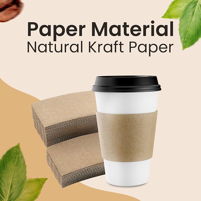 Sleeves Coffee 100 Pcs – Corrugated Brown Kraft Paper Cups Sleeves Fit 12oz - Image 6