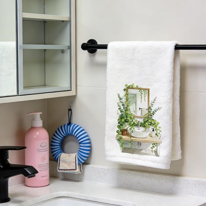 CUTHOLLOW Bathroom and Green Plant Decorative Kitchen Towels Set of 4, - Image 7