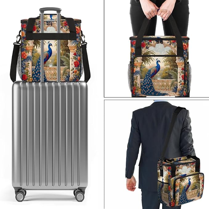 Peacock Vintage Coffee Maker Travel Bag, Portable Storage Tote Bag - Image 7