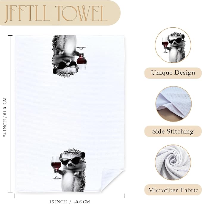 Funny Hedgehog Kitchen Towels, Hedgehog Gifts Dish Tea Towel, Bar Towels - Image 7