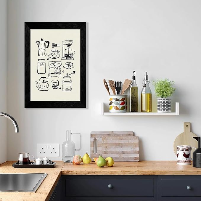 Black Framed Modern Kitchen Wall Art 12x16 inch Black and White Minimalist - Image 6