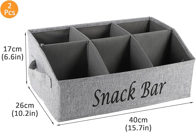 2 Pack Countertop Snack Organizer, Fabric Snack Box Basket - Image 7