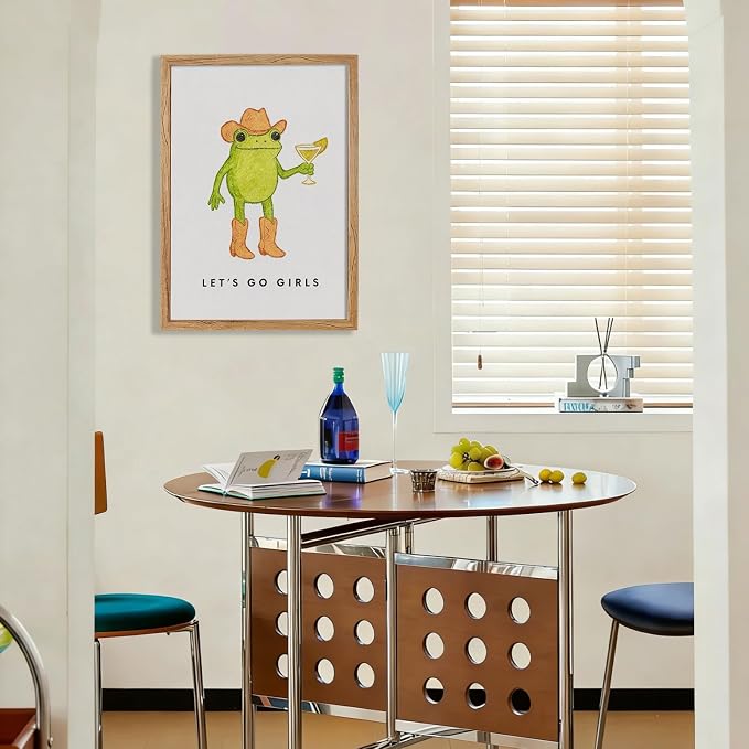 Framed Funny Kitchen Wall Art 08x10 inch Cute Frog Cowboy Quotes Poster Funky - Image 6