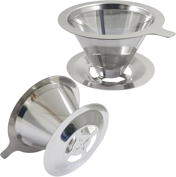 Bonsicoky Pour Over Coffee Dripper, Stainless Steel Coffee Filter, Metal Cone - Image 5