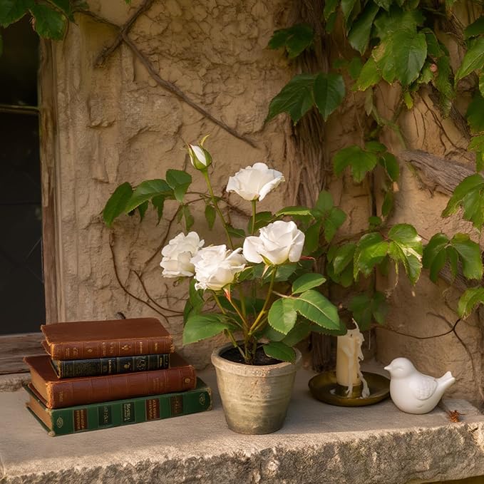 Rose in Pot Decor Potted Artificial Flowers Mini Plants Faux Flowers Indoor - Image 8