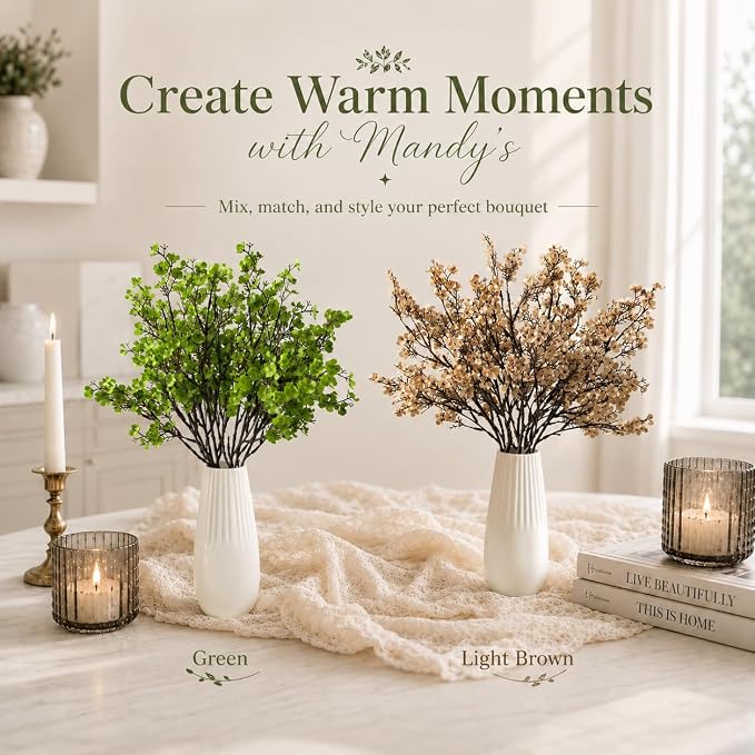 Mandy's 6 Bundles Artificial Green Baby’s Breath Flowers | 18.5 Inch Silk - Image 9