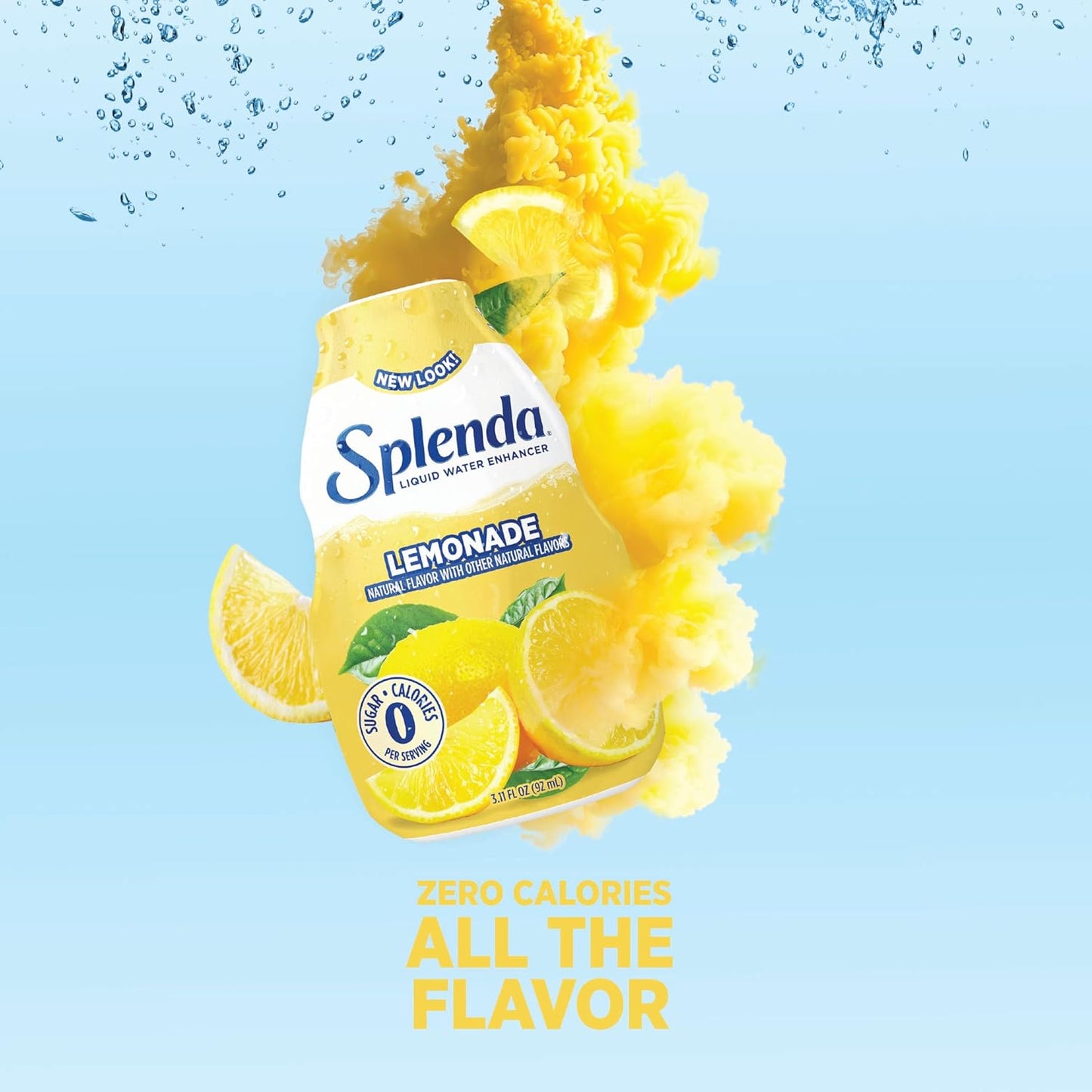 SPLENDA Liquid Water Enhancer Drops, Sugar Free, Zero Calorie, Natural Flavor, Concentrated Drink Mix, 3.11 Fl Oz Each Bottle (Lemonade, 1 Pack)