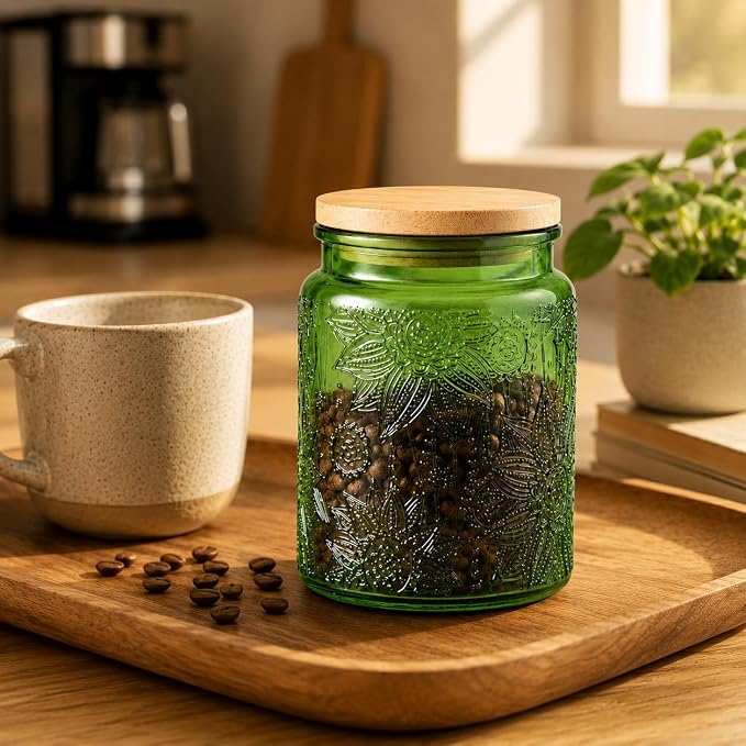 ANSQU Set of 2 Glass Jars with Lids, 23.7 FL OZ Vintage Glass Storage Jars - Image 6