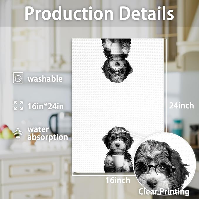 Bernedoodle Gifts Dog Coffee Kitchen Towels, Gifts - Image 7