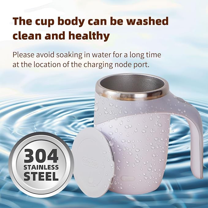 Rechargeable Automatic Stirring Coffee Mug, Stainless Steel Electric White | - Image 8