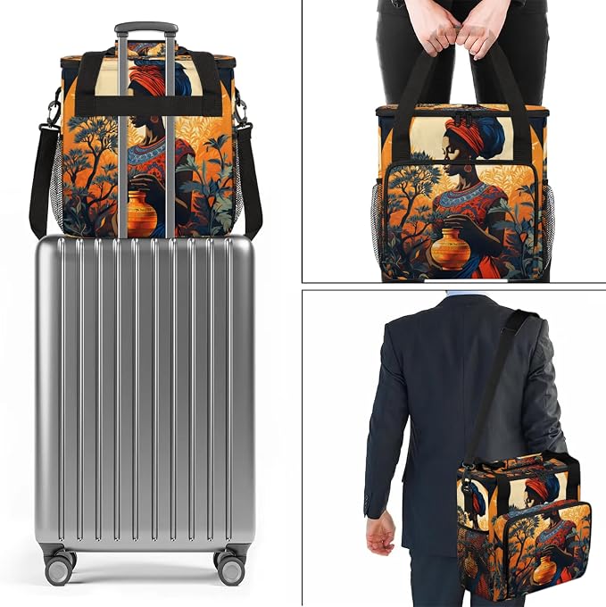 African American Black Women Coffee Maker Carring Bag, Large Insulated Storage - Image 7