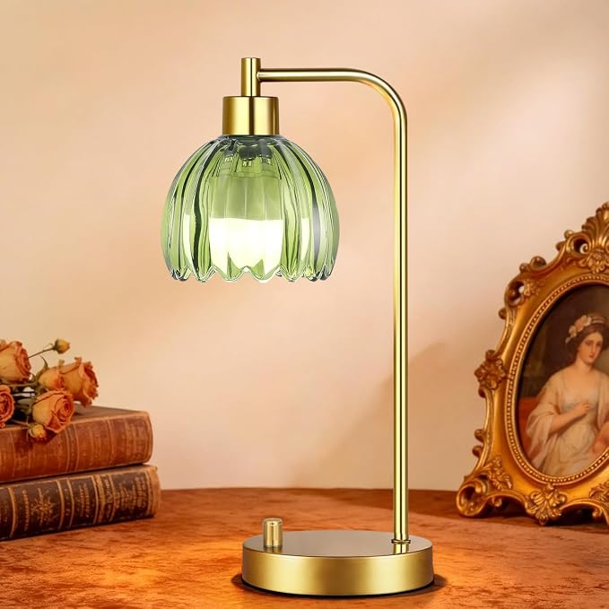 ILLMTW Green Table Lamp Set of 2, Small Glass Bedside Lamps Dimmable Boho - Image 8