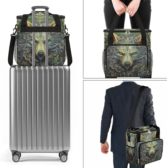 wolf animal vintage Coffee Maker Carring Bag Travel Carrying Storage Tote Bag - Image 7
