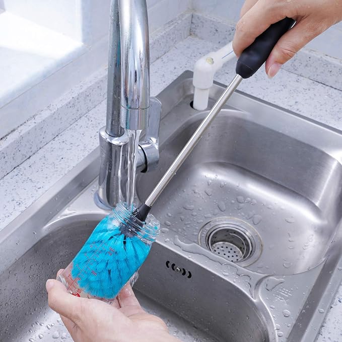 MOSOLAN Stainless Steel Water Bottle Brush, Long Handle Scrubbing Brush - Image 9