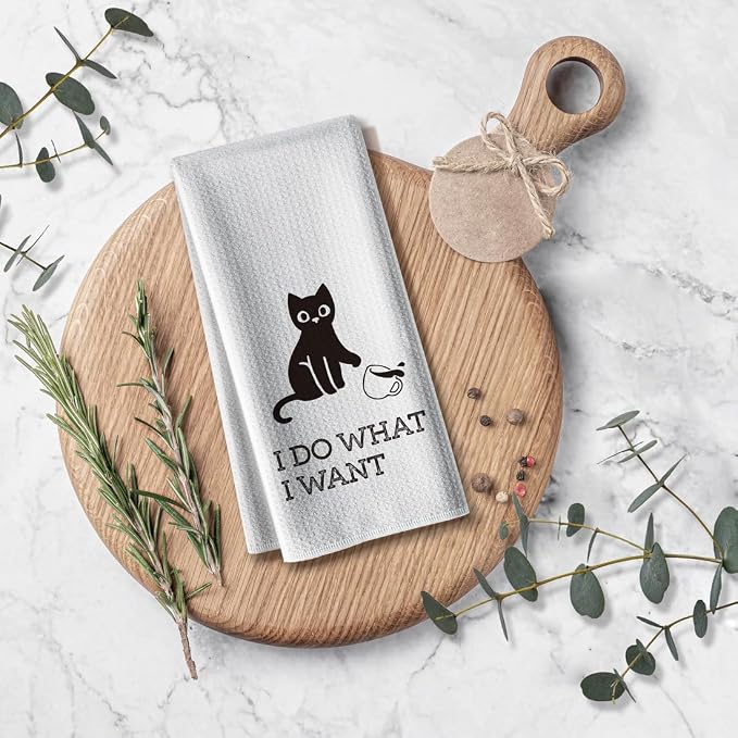Funny Kitchen Towels, Cat Themed Dishcloth Dish Napkin Décor, 16 x 24Inch - Image 6