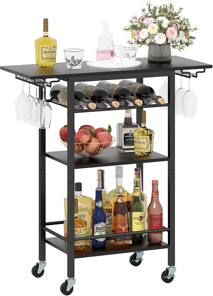 LAATOOREE Bar Cart 4 Tier, Home Serving Cart, Rolling Kitchen Shelf - Image 8