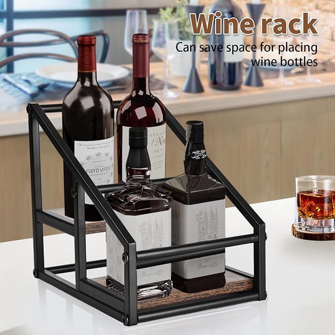 YQBRAO Coffee Syrup Rack Organizer, Liquor Bottle Display Shelf, 2-Tier 4 - Image 8