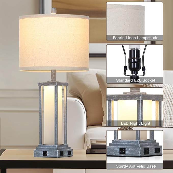 Cinkeda 27" Tall Vintage Table Lamp Set of 2 - Image 7