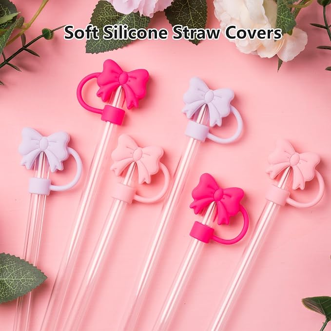 6PCS Bow Straw Toppers, Cute Straws Covers - Image 7