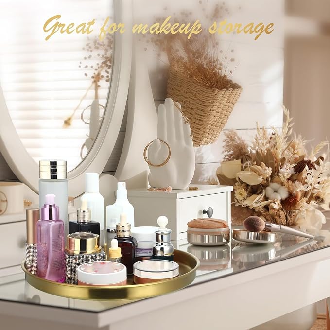 Thenshop 12 Pcs Gold Round Serving Tray Stainless Steel Circle Decorative - Image 7
