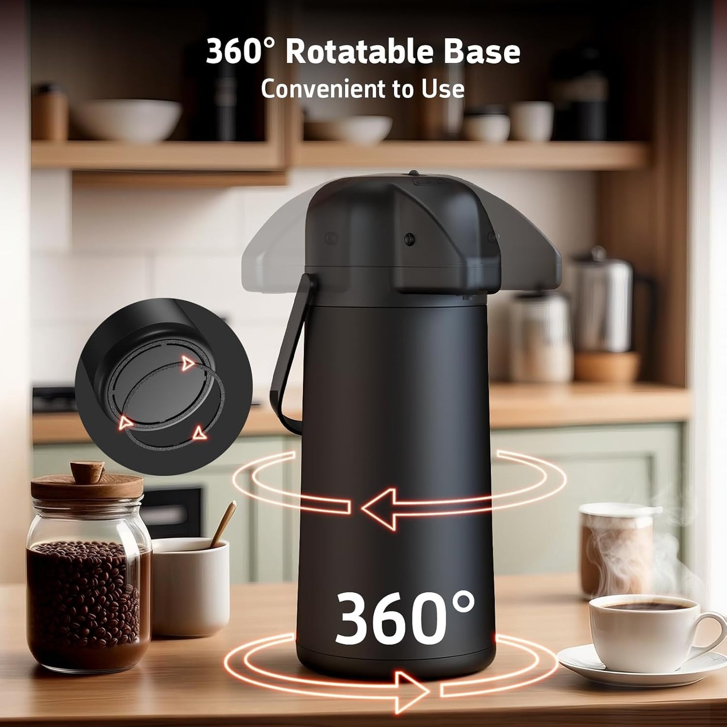 Airpot Coffee Carafe for Keeping Hot - 102 OZ/ 3L Large Coffee Dispenser with Pump - Insulated Stainless Steel Thermos Urn for Hot Drinks Water Tea - Thermal Beverage Dispenser for Parties