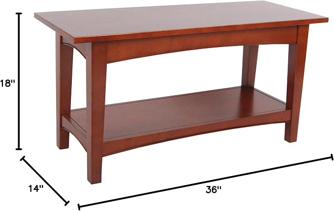 Shaker Cottage Bench in Cherry – Entryway Furniture, Shoes Shelf, Coffee Table - Image 5