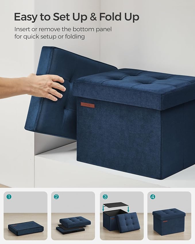 SONGMICS Storage Ottoman, Foldable Small Ottoman Foot Rest, 12.2 x 16.1 Inches - Image 7