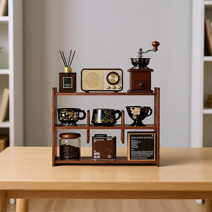 Coffee Cup Holder for Countertop Walnut Wood Coffee Mugs Holder for Kitchen Mug - Image 7