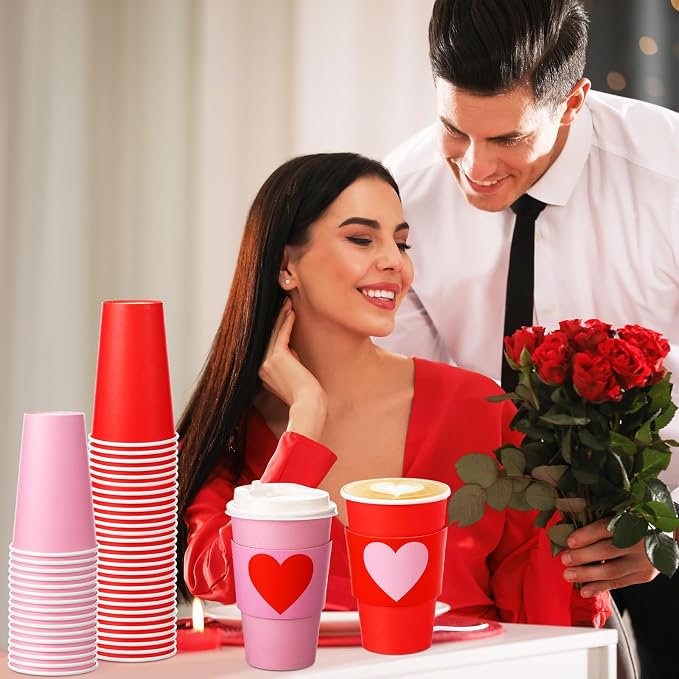 48 Set Valentine's Day Disposable Coffee Cups - Image 7